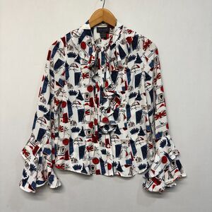 Gracia Women Long Sleeve Artsy Blouse Top Shirt Size Small Colorful C050 -18